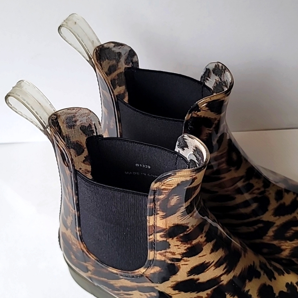 J. Crew Chelsea 🐆 Leopard Rain Boots, size 9 - Picture 4 of 12